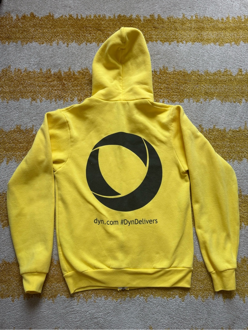 American Apparel Bright Yellow Fleece Zippered Hoodie Sweatshirt Dyn - Picture 2 of 3